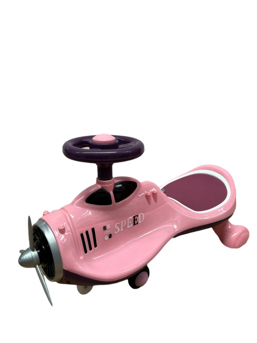 Masinuta - avion ride-on, roti silicon, cu volan - speed, 122, roz