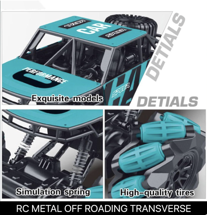 Masinuta RC 4x4 Metal Off-Road cu telecomanda 2.4GHz, suspensii, roti crawler, verde, +6 ani [4]