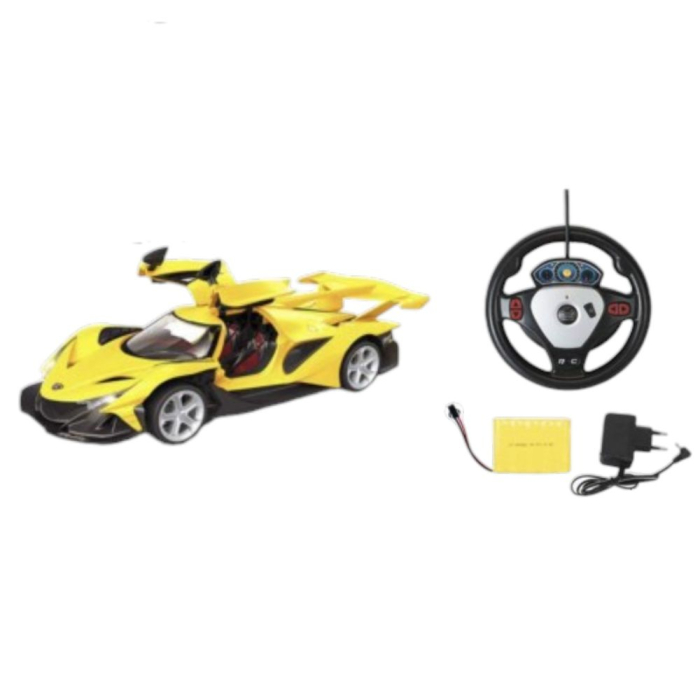 Masinuta de curse sport cu telecomanda tip volan, usi automate si acumulator, galben, 35 cm, +6 ani [4]