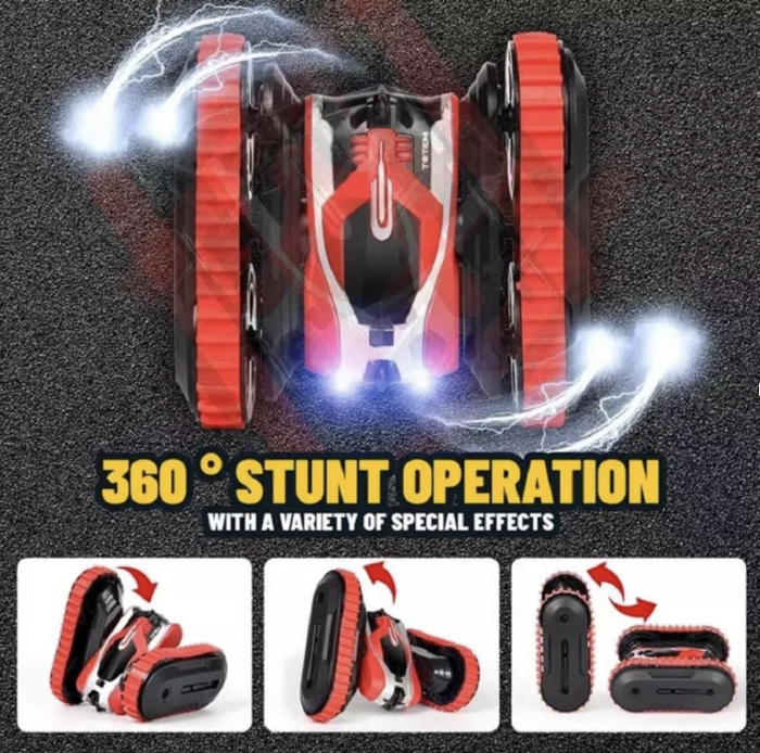 Masina cascadorie RC Stunt Car cu brat rasucit, telecomanda 2.4GHz si acumulator, verde [5]