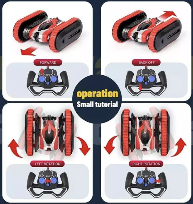 Masina cascadorie RC Stunt Car cu brat rasucit, telecomanda 2.4GHz si acumulator, rosu [4]