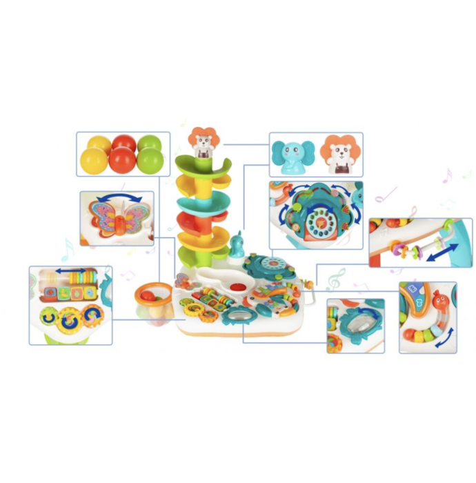 Masuta de activitati Active Table – pian, lumini, tobogan cu bile si accesorii interactive [7]