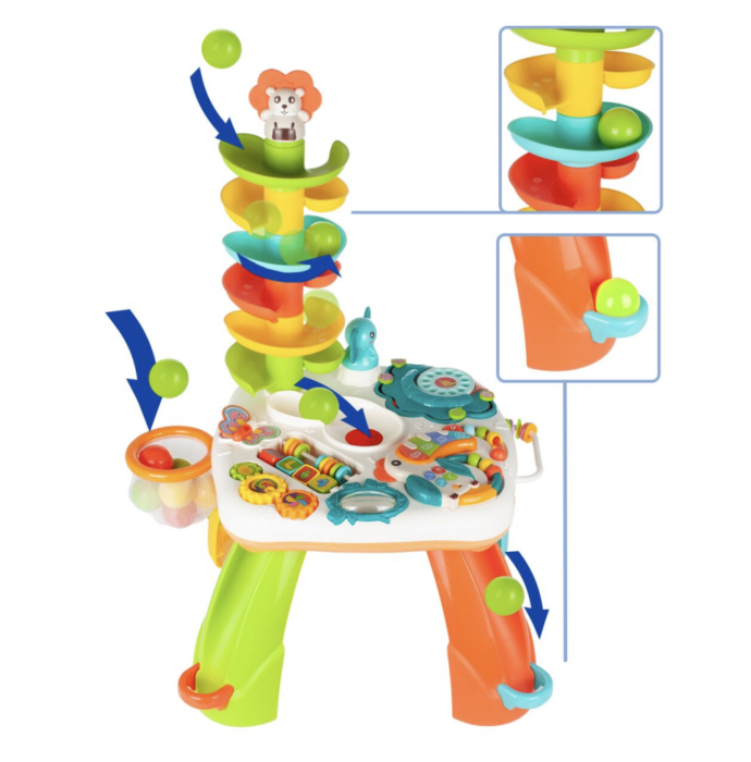 Masuta de activitati Active Table – pian, lumini, tobogan cu bile si accesorii interactive [6]