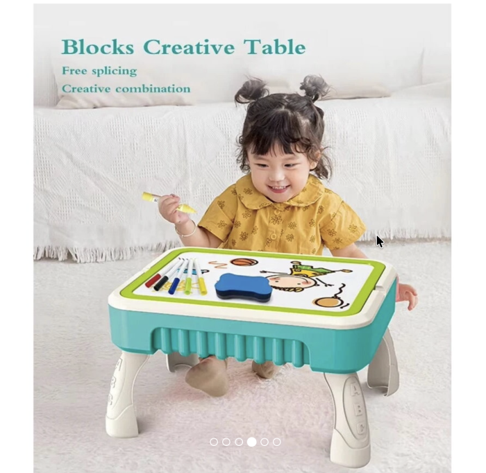 Masuta de joaca multifunctionala 2 in 1 cu 58 piese de constructie, rosu [3]