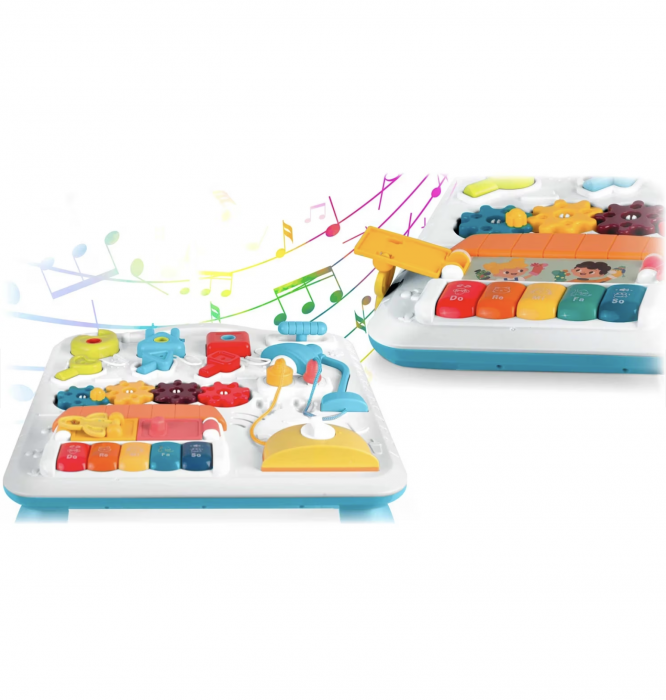 Masuta interactiva bebelusi 10 in 1, Busy Board cu lumini si sunete si panou detasabil [11]