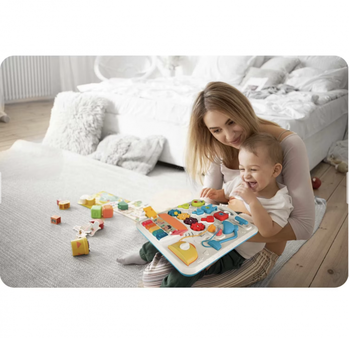 Masuta interactiva bebelusi 10 in 1, Busy Board cu lumini si sunete si panou detasabil [8]