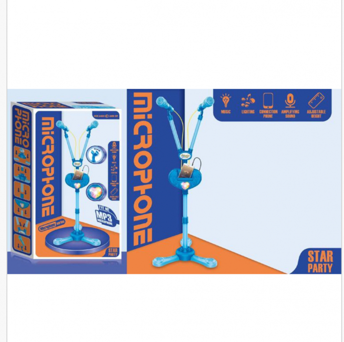 Microfon dublu cu stativ si suport, albastru [3]