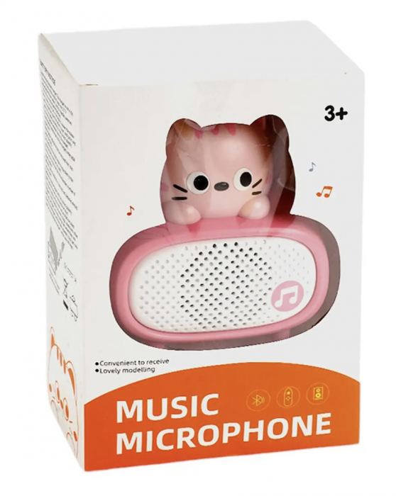 Microfon karaoke cu telecomanda, Bluetooth si incarcator cablu USB - Pisicuta roz [6]