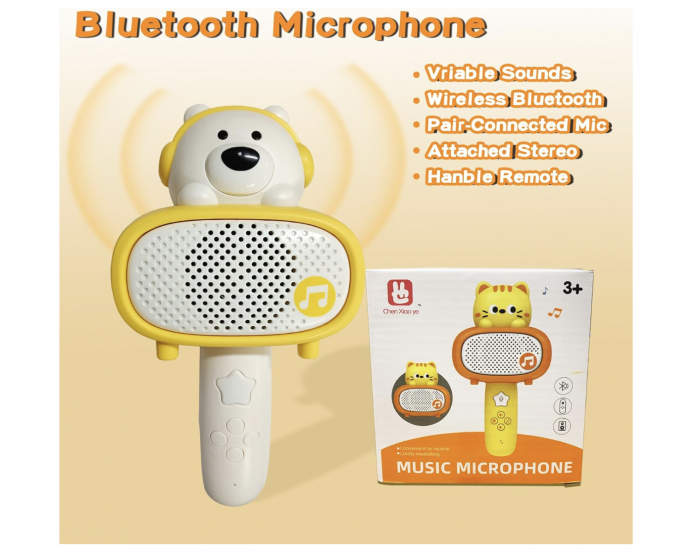 Microfon karaoke cu telecomanda, Bluetooth si incarcator cablu USB - Ursuletul alb [7]