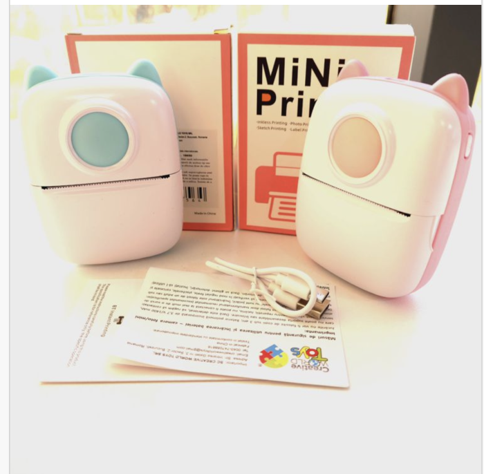Mini imprimanta termica portabila de buzunar, Bluetooth, 203 DPI, alb-negru, bleu [7]