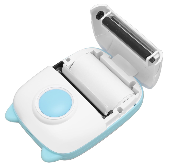 Mini imprimanta termica portabila de buzunar, Bluetooth, 203 DPI, alb-negru, bleu [2]