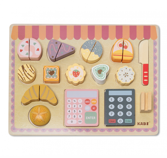 Mini magazin de dulciuri si patiserie, 18 piese, din lemn [8]