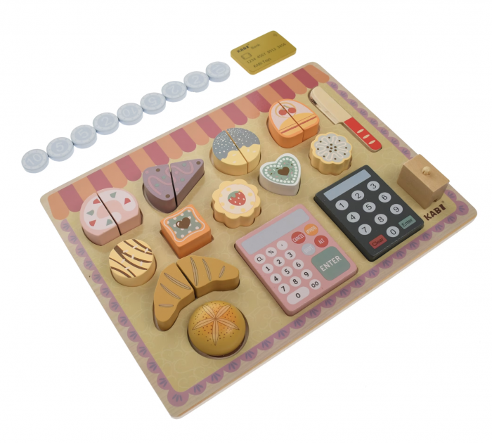 Mini magazin de dulciuri si patiserie, 18 piese, din lemn [4]