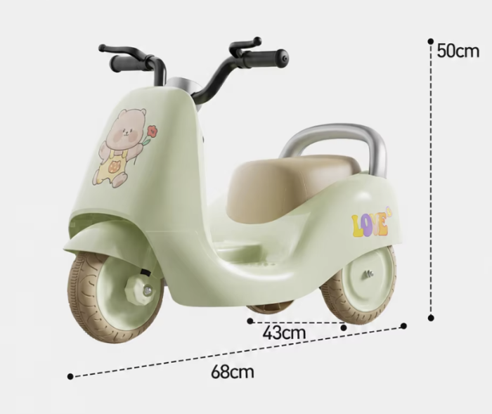 Motocicleta Electrica Copii 3 Roti Italian style DLS-K2 Baterie 6V 4Ah Muzica Vernil 2-5 Ani [3]