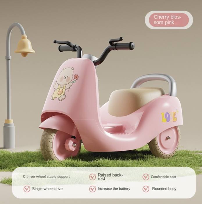 Motocicleta Electrica Copii 3 Roti Italian style DLS-K2 Baterie 6V 4Ah Muzica Roz 2-5 Ani - Copie [2]