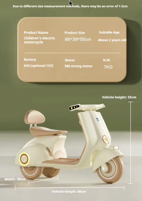 Motocicleta electrica copii 3 roti 916A, 6V, Bluetooth, USB MP3, microfon, lumini, 2-6 ani [7]