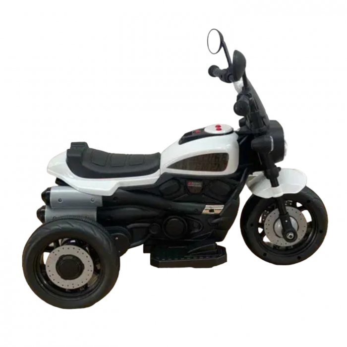 Motocicleta electrica copii 618W, acumulator 6V, 1 motor, cu sunete si lumini, alb [4]
