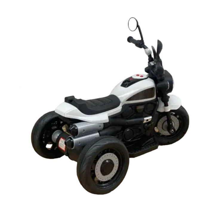 Motocicleta electrica copii 618W, acumulator 6V, 1 motor, cu sunete si lumini, alb [5]