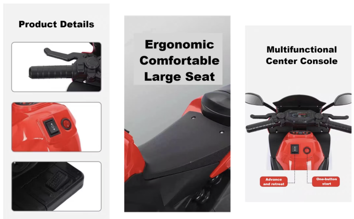 Motocicleta electrica copii cu 3 roti model 618, 6V, 3 trepte viteza, USB MP3, max 30kg, 2-5 ani, albastru [4]