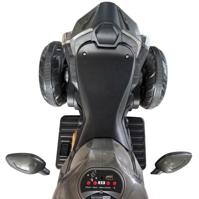Motocicleta Electrica Copii A118 6V Baterie Chuangxin Motor 380 USB MP3 2-5 Ani, Gri [4]