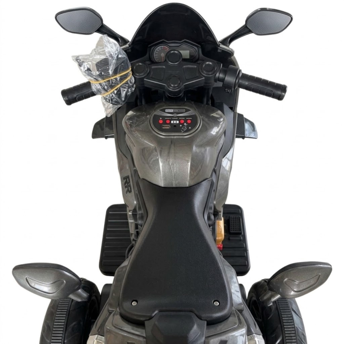 Motocicleta Electrica Copii A118 6V Baterie Chuangxin Motor 380 USB MP3 2-5 Ani, Gri [5]