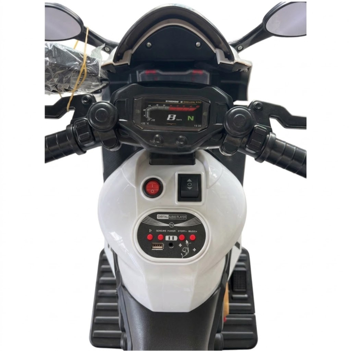 Motocicleta Electrica Copii A118 6V Baterie Chuangxin Motor 380 USB MP3 2-5 Ani, alb [8]