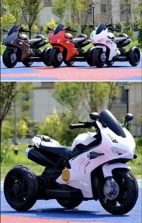 Motocicleta Electrica Copii A118 6V Baterie Chuangxin Motor 380 USB MP3 2-5 Ani, alb [4]