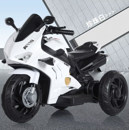Motocicleta Electrica Copii A118 6V Baterie Chuangxin Motor 380 USB MP3 2-5 Ani, alb [2]
