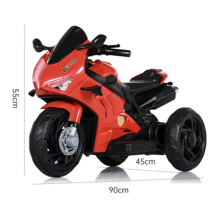 Motocicleta Electrica Copii A118 6V Baterie Chuangxin Motor 380 USB MP3 2-5 Ani, rosu [4]
