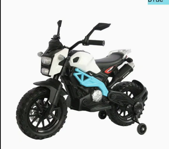 Motocicleta electrica copii Enduro DLS01, 12V, suspensie, MP3, roti ajutatoare, 3-8 ani, albastru [3]