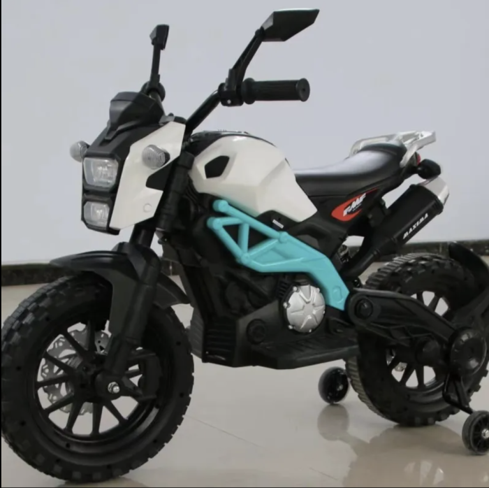 Motocicleta electrica copii Enduro DLS01, 12V, suspensie, MP3, roti ajutatoare, 3-8 ani, albastru [2]