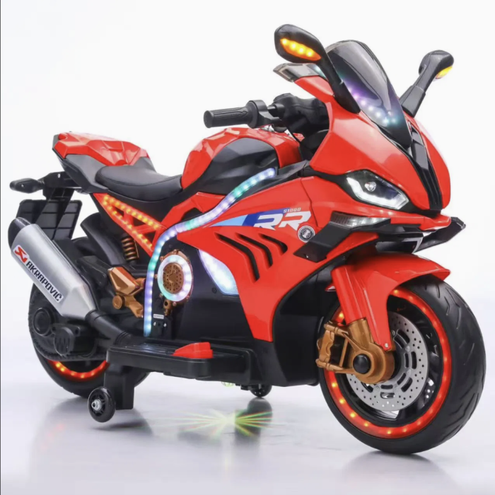 Motocicleta electrica copii A113 HIGH, 12V 7Ah, pornire cheie, Bluetooth, lumini laser, 3-8 ani Rosu [6]