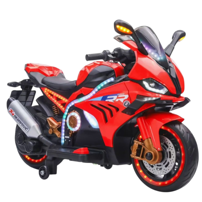 Motocicleta electrica copii A113 HIGH, 12V 7Ah, pornire cheie, Bluetooth, lumini laser, 3-8 ani Rosu [5]