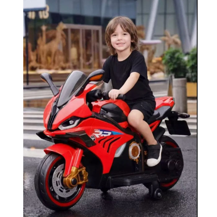 Motocicleta electrica copii A113 HIGH, 12V 7Ah, pornire cheie, Bluetooth, lumini laser, 3-8 ani Rosu [3]