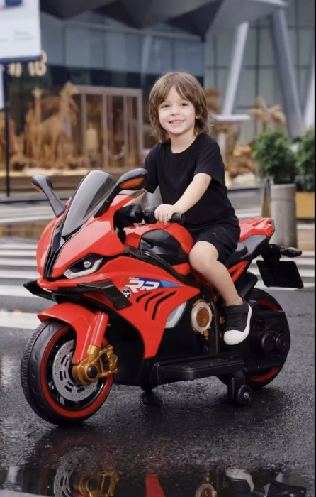 Motocicleta electrica copii A113 HIGH, 12V 7Ah, pornire cheie, Bluetooth, lumini laser, 3-8 ani Rosu [7]