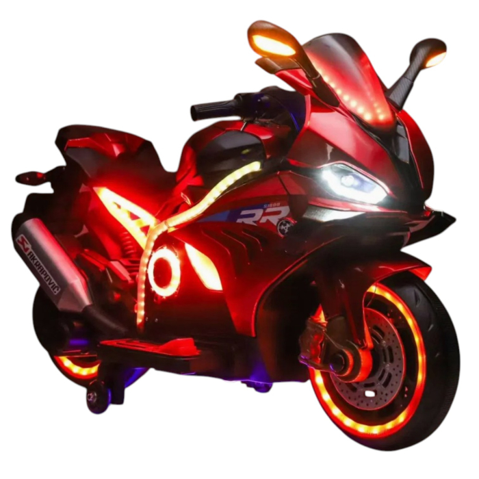 Motocicleta electrica copii A113 HIGH, 12V 7Ah, pornire cheie, Bluetooth, lumini laser, 3-8 ani Rosu [4]