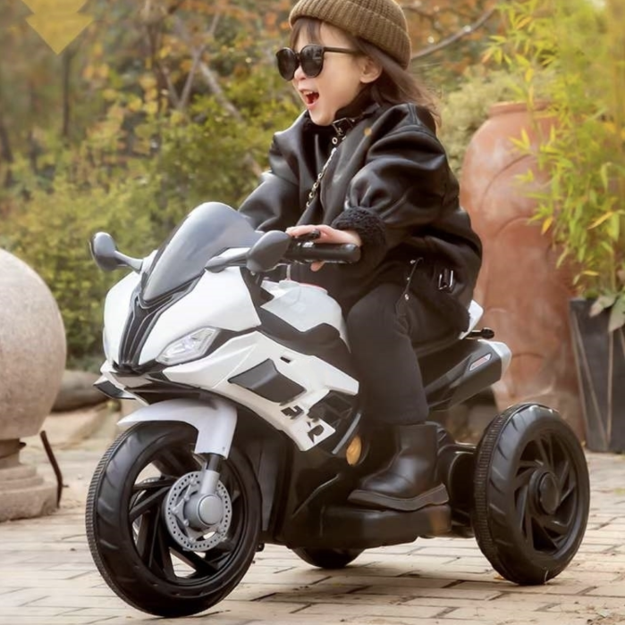 Motocicleta electrica copii model 518, 6V, 3 trepte viteza, lumini, muzica USB MP3, 2-5 ani, Alb [2]