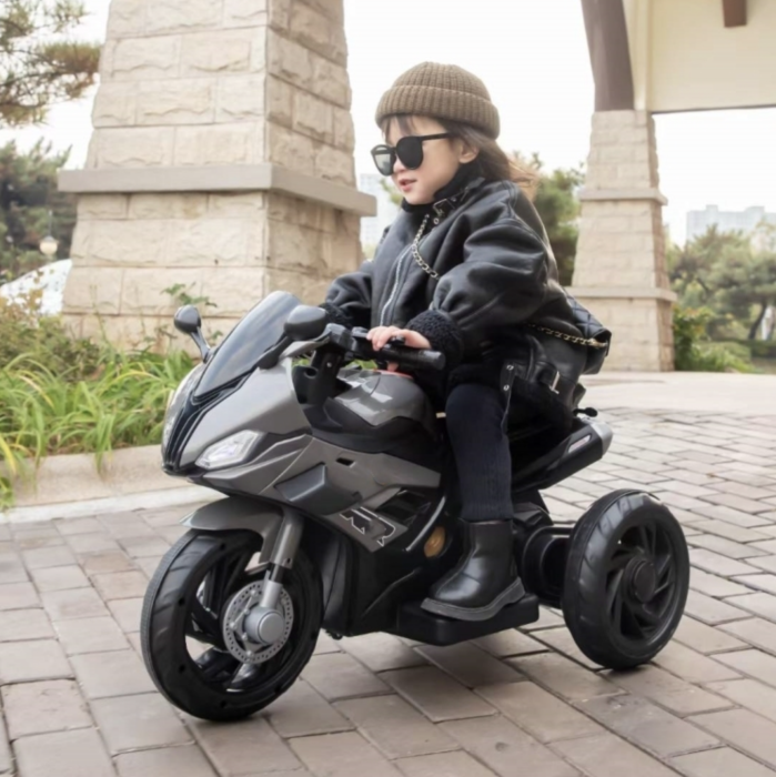 Motocicleta electrica copii model 518, 6V, 3 trepte viteza, lumini, muzica USB MP3, 2-5 ani, Gri [3]