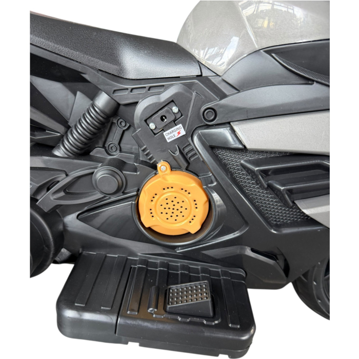 Motocicleta electrica copii model 518, 6V, 3 trepte viteza, lumini, muzica USB MP3, 2-5 ani, Gri [8]