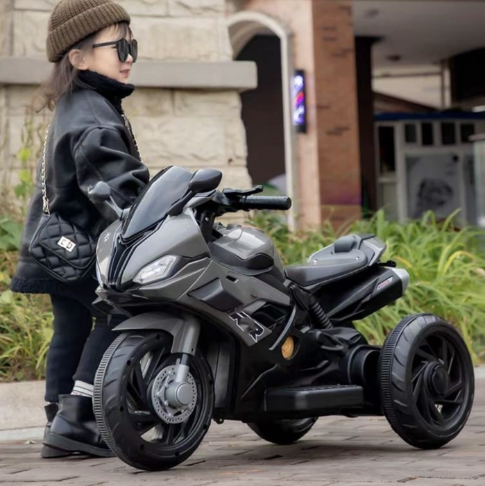 Motocicleta electrica copii model 518, 6V, 3 trepte viteza, lumini, muzica USB MP3, 2-5 ani, Gri [4]