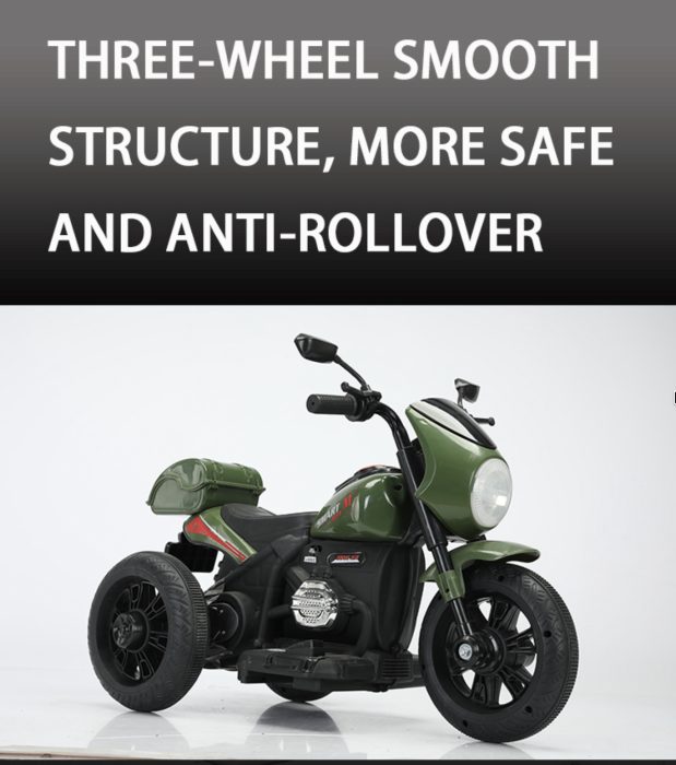 Motocicleta electrica copii 609-1 cu atas detasabil, 2 locuri, 2 motoare, portbagaj dublu, 2-5 ani, verde [4]