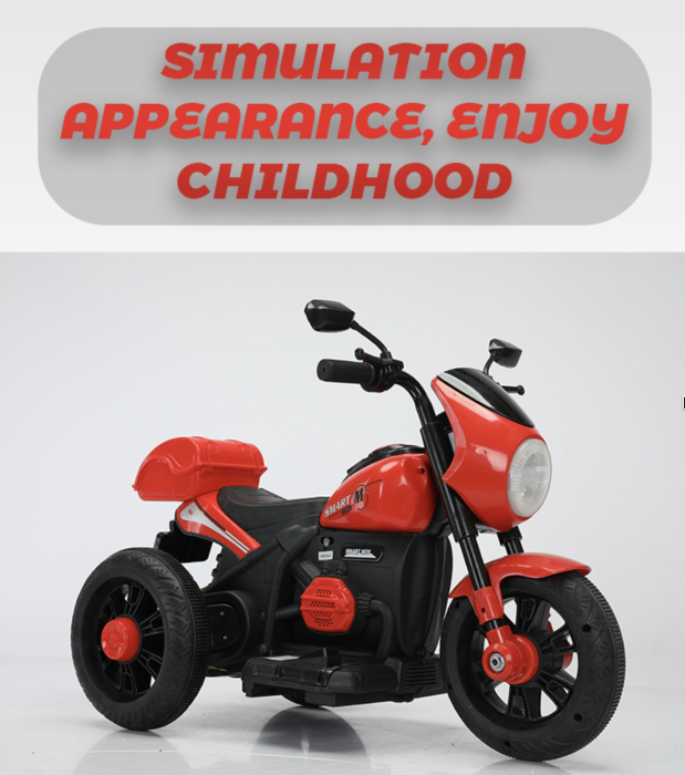 Motocicleta electrica copii Retro 3 roti, 6V, portbagaj depozitare, lumini LED, muzica, 2-5 ani, rosu [3]