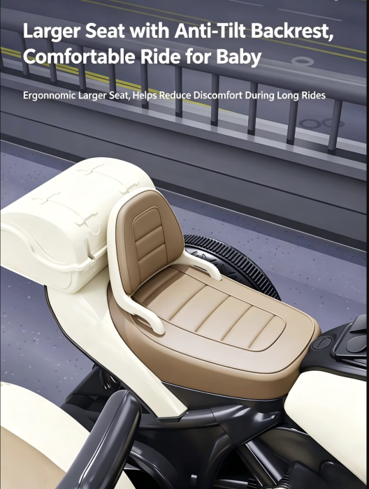 Motocicleta electrica copii 609-1 cu atas detasabil, 2 locuri, 2 motoare, portbagaj dublu, 2-5 ani, rosu [6]