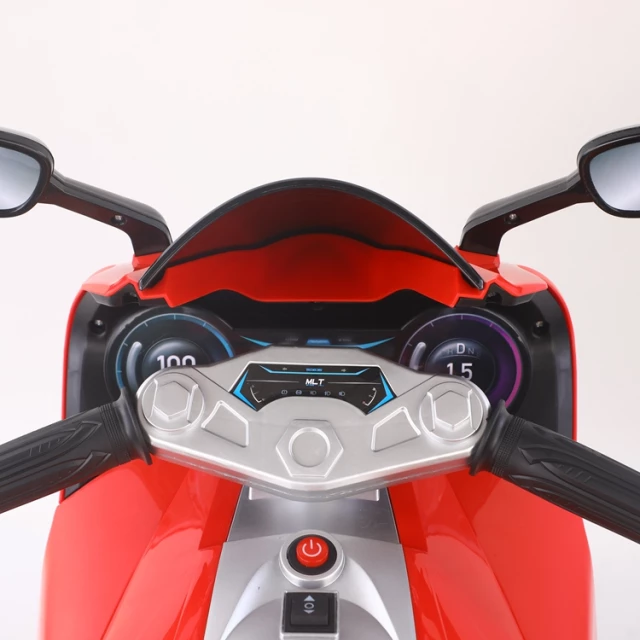 Motocicleta electrica pentru copii 2-10 ani, cu doua motoare, acumulator 12V, cu aburi, muzica si lumini, 266 verde [14]