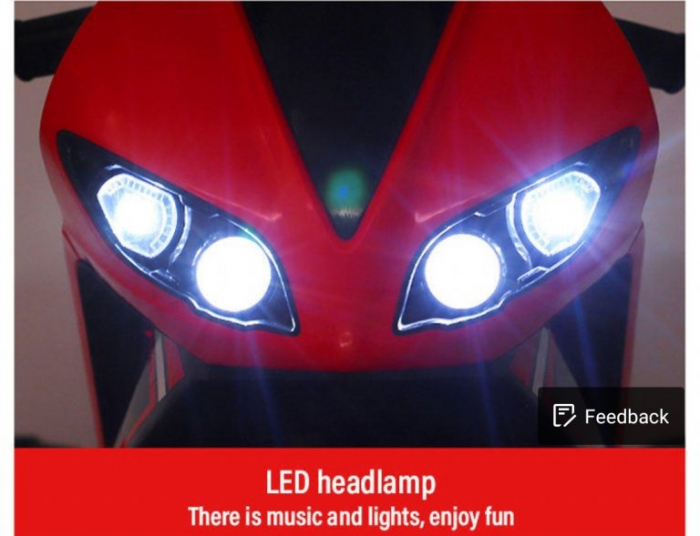 Motocicleta electrica pentru copii 2-10 ani, cu doua motoare, acumulator 12V, cu aburi, muzica si lumini, 266 verde [7]