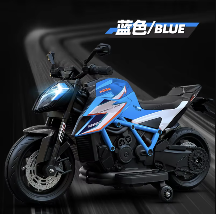 Motocicleta electrica pentru copii DLS-X12, cu lumini, muzica, MP3 si USB, albastru [2]