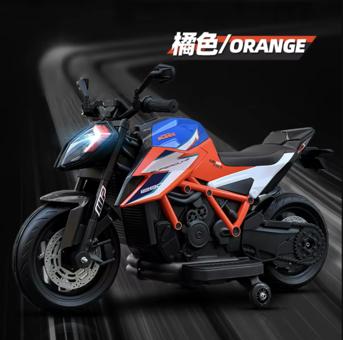 Motocicleta electrica pentru copii DLS-X12, cu lumini, muzica, MP3 si USB, portocaliu [2]