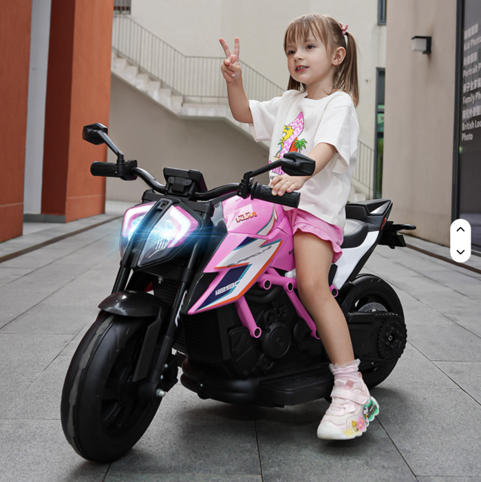 Motocicleta electrica pentru copii DLS-X12, cu lumini, muzica, MP3 si USB, roz [3]