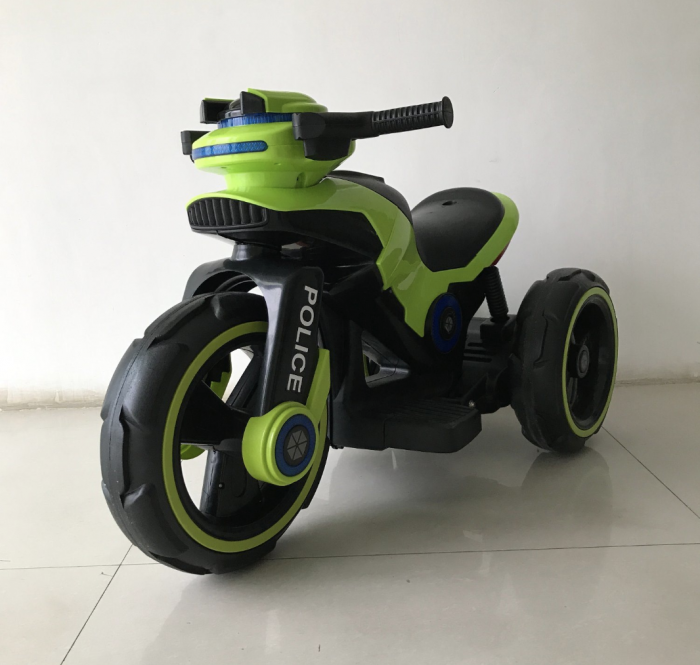 Motocicleta eléctrica pentru copii, doua motoare, acumulator 12V, cu muzica si lumini, verde [3]