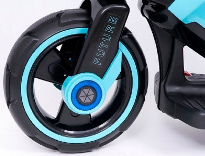 Motocicleta eléctrica pentru copii, doua motoare, acumulator 12V, cu muzica si lumini, bleu [3]